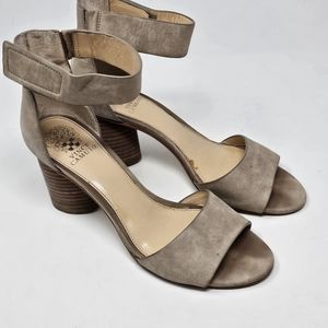 Vince Camuto Jacon Sandals Womens Size 10 Beige Tan Leather Heeled Ankle Strap